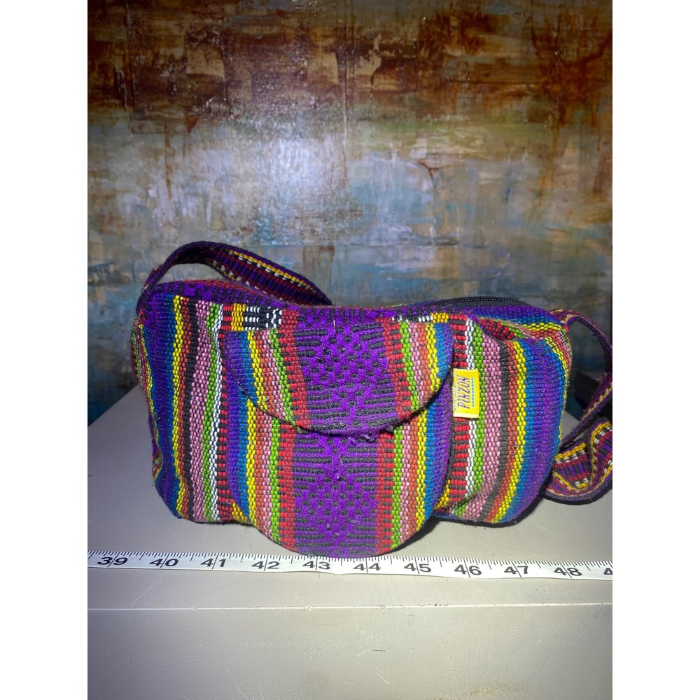 Pinzon Woven Crossbody Bag Multi Color Striped Boho Ethnic Messenger Purse